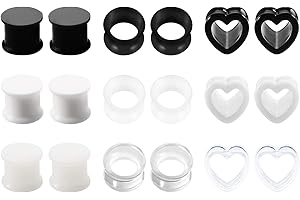 AceFun - Piercing para orejas (acrílico, silicona, túnel con forma de corazón, doble acampanado, diseño de corazón