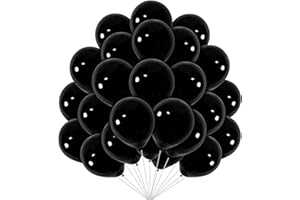 ASIYUHY Black Mini Balloons 100 Pack 5 inch Matte Black Latex Party Balloon Small Round Balloons for Baby Shower Birthday Wedding Engagement Anniversary Festival Decorations