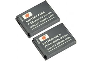 DSTE 2-Pack Rechange Batterie pour Samsung SLB-10A P800 P1000 PL50 PL51 PL55 PL60 PL65 PL70 SL102 SL202 SL310 SL420 SL502 SL620 SL720 SL820 TL9 WB150F WB250F WB350F WB500 WB550 WB750 WB800F WB850F WB1100F WB2100