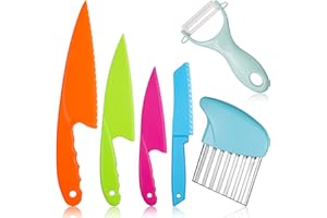 tao pipe 6 Juego de cuchillos de cocina de Aprendizaje para niños, Juego de Cuchillos de Plástico en 4 tamaños para lechuga ensalada pastel pan verduras