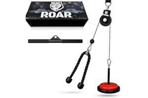 Roar® Poleas Gimnasio para Casa, Polea Gimnasio Gym con Barra Recta y Cuerda Musculación Triceps, Biceps Maquina Gym, Polea Gym, Maquinas Gym, Maquina Gimnasio En Casa.