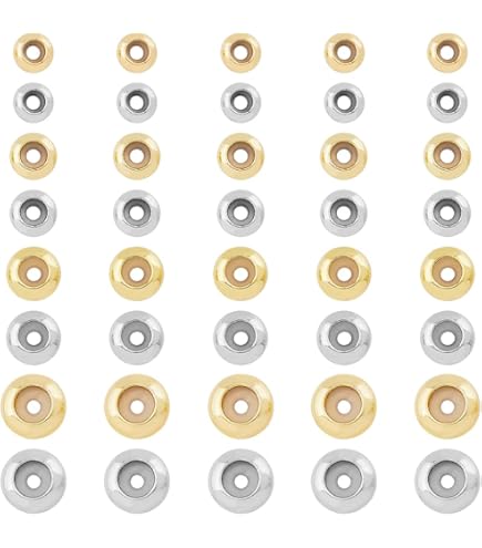 20 Perline Con Tappo In Gomma - Placcate Oro 18K Per Bracciali E Collane Fai Da Te