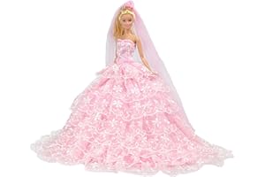 E-TING Prinzessin Puppe Kleid Kleidung Abend Party-Outfit + Schleier Set für Barbie Puppe beste Geschenk für Ihre Mädchen