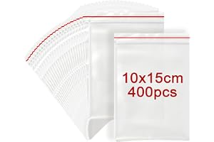 PDKKFF 400 Stycken 10x15cm tryckförslutningspåsar, Små Zip-påsar, Transparenta plastpåsar, Förslutbara plastpåsar, Ziplock åt