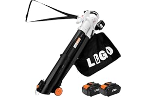 LIGO Leaf Blower and Vacuum, 40V 2 * 4.0Ah Battery Powered, 3-in-1 Cordless Leaf Collector with 45L Collection Bag, Leaf Mulcher & Garden Hoover with Leaf Rake