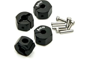 ZuoLan 1 Set Aluminum 12mm Rad-Hex Felge Hex Hub Mutternkappen Pin Set Fuer 1/10th RC Modell Auto (Schwarz, 8MM)
