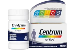 Centrum Men Multi Vitamines et Minéraux, 13 Vitamines et 10 Minéraux, Complément Alimentaire, Pour Homme, 30 comprimés