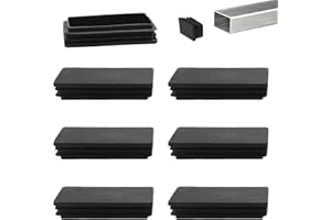 Zaky 12 tapones de láminas para tubos cuadrados, 100 x 50 mm, color negro, para tubo cuadrado, tapas de plástico