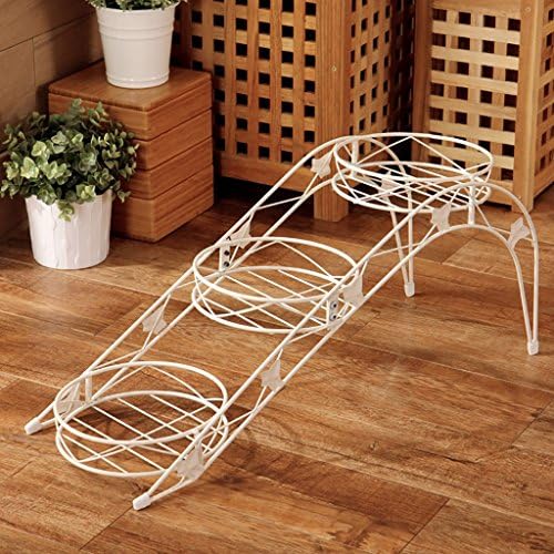 Green iron pots shelf ladder form frame three lattice frame disk white floor living room balcony flowerpot shelf