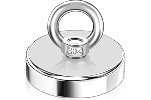 FPMYB Magnesy neodymowe o grubości 75 mm, bardzo mocne 320 kg, super mocny magnes wędkarski z otworem do domu, warsztatu, do łowienia magnetycznego w jeziorze, trawniku, oceanie, 1 sztuka