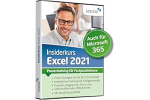 LESSINO Excel 2021 Insiderkurs - Powertraining für Fortgeschrittene | Lernen Sie Diagramme, Pivot, Formeln und Funktionen effizent zu nutzen | auch Excel 365 geeignet | Online-Kurs + DVD [1 Nutzer-Lizenz]