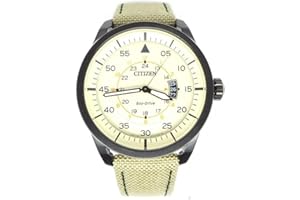 Citizen Aviator Eco Drive AW1365-19P – męski zegarek na rękę, Beżowy/beżowy, Biżuteria