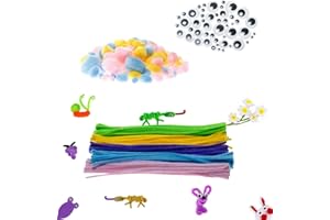 EDUKIT Easter Craft Kit for Kids – 307 Piece Set Including Pipe Cleaners, Pompoms and Self-Adhesive Googly Eyes – with Free Project Idea Included