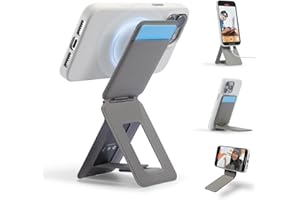 MOFT Kartenhalter & Handy Stativ Ständer, Kartenhalter Geldbörse mit Winkeleinstellung & Starken Magneten, Mini Selfie Stick Stativ für iPhone 17/16/15/14/13/12 Serie, Smartphone (Taupe)