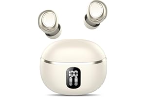 taobosec Auriculares Inalámbricos, Mini Auriculares Bluetooth 5.4, 2025 Cascos Inalámbricos para Dormir con Cancelación de Ruido ENC, 50H Cascos Inalambricos Bluetooth IP7 Impermeable, Blanco