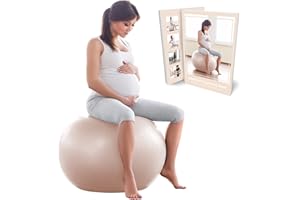 BABYGO Ballon d'accouchement pour la Grossesse, l'exercice, la maternité et Le Yoga | y Compris Livre de Grossesse et Pompe | Anti-éclatement, 75cm 65cm