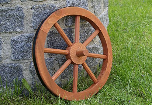Nexos Holzrad Wagenrad Dekorad Holz Wagen Deko Rad mm rot braun Gartendeko (350 mm) - 4