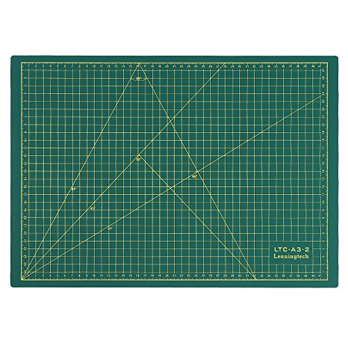 LeaningTech LTC® A3 (42cm x 28cm) Schneidematte Schneideunterlage PVC Selbstheilender Oberfläche,3 Schichten, einseitig 3,2mm Stärke, Anti-Rutsch Grün