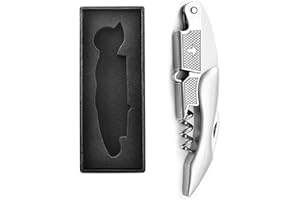 HEYU Cavatappi da cameriere professionale in acciaio inox e palissandro, per bottiglie di vino, apribottiglie 3 in 1, in acciaio inox robusto, manico in vero legno (intero acciaio)