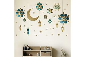 ‎BOOAEE Ramadan Fensteraufkleber, Ramadan Aufkleber Wandtattoos Wanddekoration Eid Mubarak Wandkunst Eid Islamische Dekoration, Ramadan Fensterdeko Mond Sterne Fensticker für Zuhause Wohnzimmer Schlafzimmer