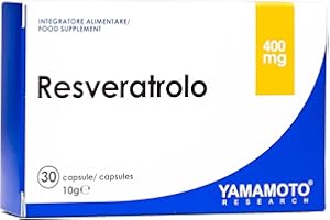 YAMAMOTO RESEARCH Resveratrolo 30 Capsule, Integratore Alimentare con Resveratrolo, Potente Antiossidante Naturale, Azione Anti-age e Anti-Invecchiamento
