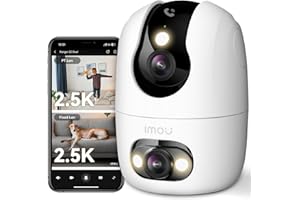 Imou 4K(4MP+4MP) Caméra Surveillance WiFi Intérieur Double Objectif, WiFi 2,4G/5GHz, Vision Nocturne Couleur, Détection de Personnes/Animaux, Suivi Automatique, Compatible Alexa pour Bébé/Chien/Maison