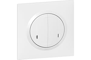 Interrupteur Double Connecté 2x250w avec Neutre 5W à 125W LED Compatible Toute Charge - Dooxie with Netatmo Complet (Fixations, Support, Enjoliveur et Plaque) - Blanc - 199238 - Legrand