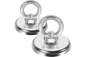 CRIVEPLE Magnes mocny, siła ciągnąca 65 kg, duży magnes neodymowy, mocny, bardzo silne magnesy, mocne mocne, mocne mocne, magnetyczne łowienie ryb ze śrubami z oczkami, do łowienia ryb w domu, warsztacie,