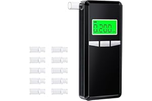 Hoonyer Etilometro Portatile Certificato, Altamente Preciso Alcol Test con Display LCD Blu,Ideale per Uso Domestico e Feste, con 10 Boccagli Inclusi