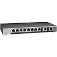 NETGEAR GS110MX Switch Ethernet 10 porte Gigabit/10G, Switch Unmanaged con 2 porte 10G/muti-gig, Struttura in metallo