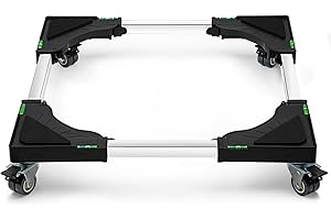 Humagineer Carrello Lavatrice con 4 Ruote Piroettanti Bloccabili, Base per Lavatrice Antivibrazione Regolabile da 40-60cm, Capacità Massima 200KG Carrello per Lavatrice, Asciugatrice, Frigorifero,Nero