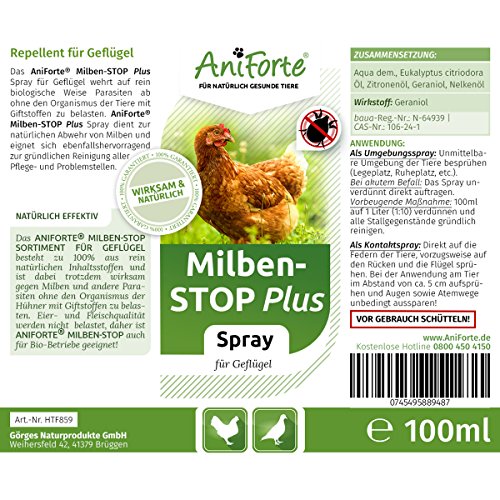 AniForte Milben-Stop Spray PLUS 100 ml – Naturprodukt für Hühner - 2