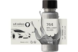 SD COLORS Brilliant Silver 744 Ausbesserungslack, 15 ML, für Reparatur, Kratzer, Chips, Farbcode 744 Brilliant Silver (Farbe)