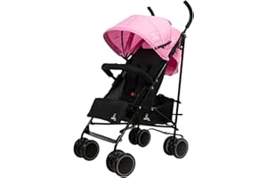 Asalvo TOKYO Silla de Paseo Ultraligera para bebé, Carrito de paseo con Respaldo Reclinable, Cochecito urbano, Arnés 5 Puntos, SPF50+, Capota con Ventana, Manejable, Máxima Seguridad, Hasta 16kg, Rosa