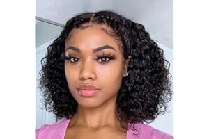 Perruque 13x4 boucles Bob black lady perruque msgem 12 pouces profonde vague transparente dentelle avant Bob perruque 150 densité pré - peigné cheveux de bébé couleur naturelle