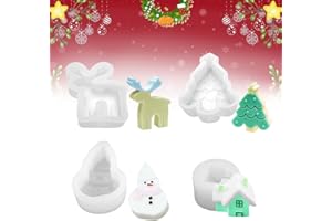 DTYGUIXE 4 Pz Stampi per Candele Natalizie,Stampo Albero di Natale 3D,Stampo Pupazzo di Neve,Stampi Natalizi per Resina,Stampi in Silicone per Natale per Fare Sapone,Candele,Cioccolato