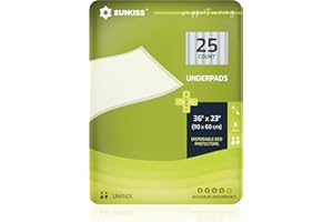 SUNKISS TrustPlus 60x90 cm Alèse de Protection Jetable pour Incontinence Urinaire, Couvre Matelas de Lit Adulte, Tapis Éducateurs pour Animaux Domestiques, Haute Protection Anti-fuite, 25 Unités