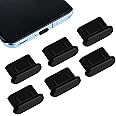 Andibro USB C Port Dust Protection Plugs, 6 Pcs Type C Silicone Dust Covers Phone Type-C Port Protective Caps Anti Dust Charging Plug Protectors Silicone Case Compatible with Laptop Smartphones(A)