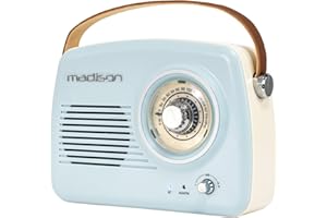 Madison - FREESOUND-VR30 - Vintage Long Battery Radio z Bluetooth i FM - 30W - Jasnoniebieski