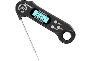 Cyfrowy termometr do mięsa, hoyiours Instand termometr do odczytu żywności, termometr do gotowania ze składaną długą sondą i podświetleniem ekranu, czarny termometr do grilla