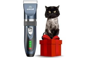 Oneisall Kit di Toelettatura per Gatti a Pelo Lungo - Tosatrice Silenziosa a 2 Velocità, Tagliacapelli Cordless a Basso Rumore per Cani e Animali (Blu)