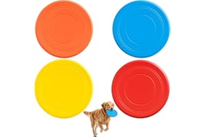 ZPSCXQ Dog Frisbee, Frisbee Dog Toy, 4 Pack Durable Flying Discs for Dogs, Red Orange Yellow Blue, Outdoor Chase Toy for Active Pets, Indestructible Dog Toys for Aggressive Chewers