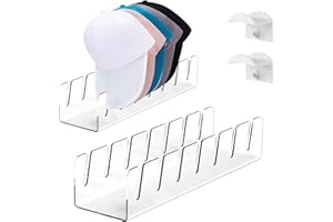 Swavitie 2 pezzi Supporto per Cappelli in Acrilico Espositore per Cappelli Baseball Organizzatore di Cappelli con 2 Ganci Parete Porta Cappelli Organizer per Cappellini con Visiera - Trasparente