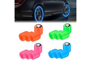 LAJUP Cappucci Valvole Luminosi Auto, 16 Tappi Valvola Pneumatici Auto Fluorescente, Universali Coperchio Tappi Valvole Luminosi Auto, Tappi Cappucci Stelo Valvola Pneumatico per Auto Moto Bici