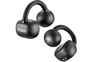 TOZO OpenEarRing Cuffie Bluetooth 5.4 Ultraleggero con Cancellazione del Rumore delle Chiamate IA ORIGX Acustica EQs Regolazione 40 Ore Riproduzione LED Schermo USB Tipo C IPX5 Nero