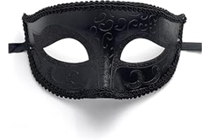 KTGUK 2025 New Masquerade Masks Men,Mens Midnight Venetian Masquerade Carnival Ball Party Eye Mask,Mystery Carnival Maskfor Halloween Party Prom Balls Costume Burlesque Balls Partys (Black)