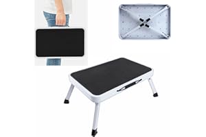 ROYALSWILL Mini Trittleiter - Tritthocker aus Stahl - Trittstufe Klappbar - Klapptritt mit rutschfeste Gummimatte - einstufige Leiter - Klapphocker für Küche, Badezimmer - Fußtritt Hocker - bis 150kg belastbar