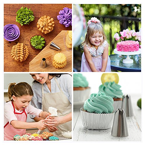 Smallones 24 Stück Spritztüllen Set Edelstahl Kuchen Spritztüllen Garniertülle Torten Dekorieren Werkzeug Piping Nozzles - 5