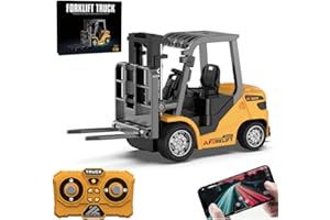 X-Verse 1:64 giocattolo per carrello elevatore telecomandato, Mini carrello elevatore RC con ganci, forchette e pallet, 2,4 GHz Mini carrello elevatore con suono e luce, giocattolo per bambini, regalo