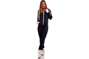 Crazy Age Basic Jumpsuits Ganzkörperanzug Einteiler One Piece Schlafanzug Overall Damen Jumpsuit Kuschelig und warm